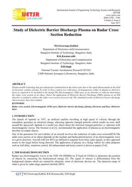 Study of Dielectric Barrier Discharge Plasma on Radar Cross Section Reduction