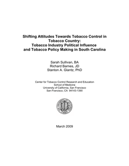 Tobacco Industry Political Influence and Tobacco Policy Making in South Carolina