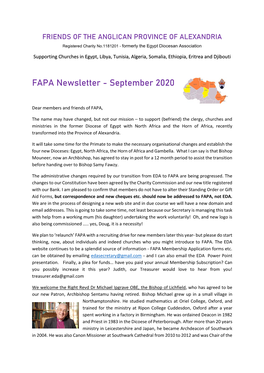 FAPA Newsletter - September 2020