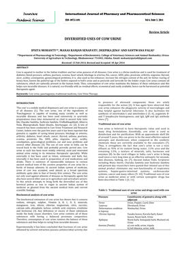 Diversified Uses of Cow Urine