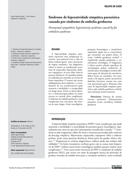 Paroxysmal Sympathetic Hyperactivity Syndrome Caused by Fat Embolism Syndrome