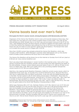 Vienna Boosts Best Ever Men's Field