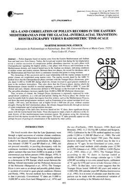 Sea-Land Correlation of Pollen Records in the Eastern Mediterranean for the Glacial-Interglacial Transition: Biostratigraphy Versus Radiometric Time-Scale