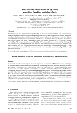 Acetylcholinesterase Inhibition by Somes Promising Brazilian