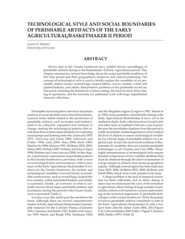 Technological Style and Social Boundaries of Perishable Artifacts of the Early Agricultural/Basketmaker Ii Period