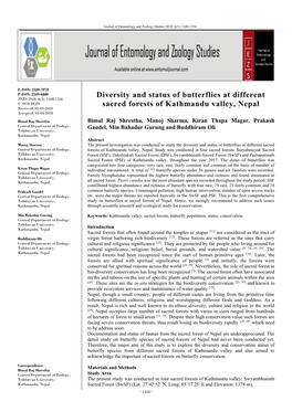 Diversity and Status of Butterflies at Different Sacred Forests Of