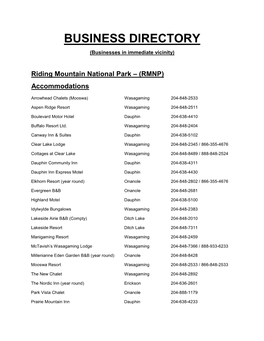 BUSINESS DIRECTORY (Businesses in Immediate Vicinity)