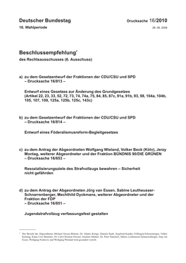 Deutscher Bundestag Drucksache 16/2010