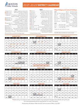 2021–2022District Calendar