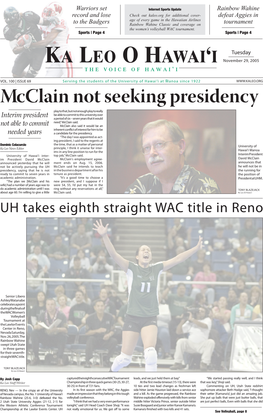 Mcclain Not Seeking Presidency