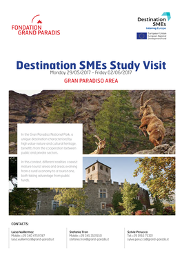 Destination Smes Study Visit Monday 29/05/2017 - Friday 02/06/2017 GRAN PARADISO AREA