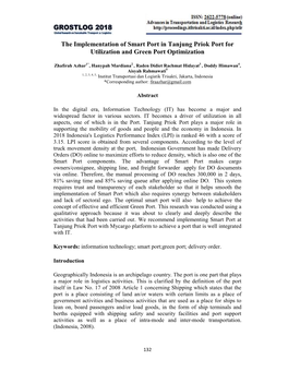 The Implementation of Smart Port in Tanjung Priok Port for Utilization and Green Port Optimization