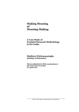 Making Meaning of Meaning-Making
