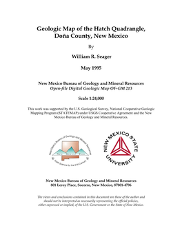 Geologic Map of the Hatch Quadrangle, Dona Ana County