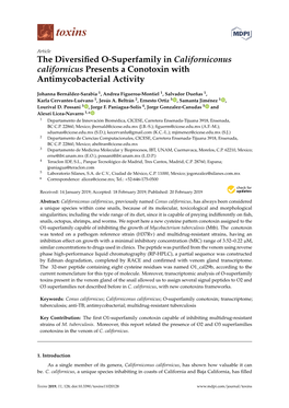 The Diversified O-Superfamily in Californiconus Californicus Presents