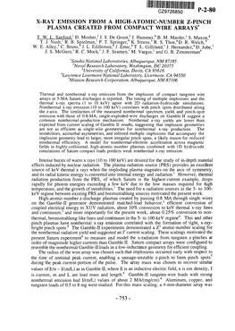 X-Ray Emission from a High-Atomic-Number Z-Pinch Plasma Created from Compact Wire Arrays* T^