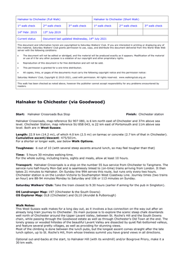 Halnaker to Chichester (Full Walk) Halnaker to Chichester (Short Walk)