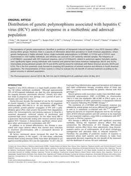 HCV) Antiviral Response in a Multiethnic and Admixed Population