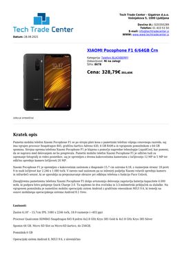 XIAOMI Pocophone F1 6/64GB Črn