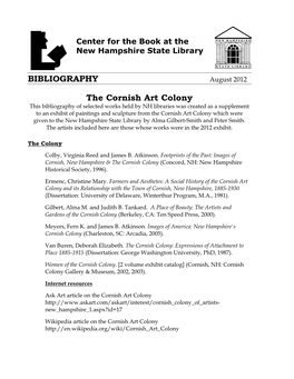 BIBLIOGRAPHY the Cornish Art Colony