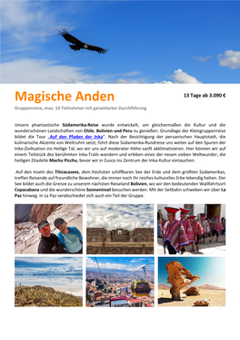 Magische Anden 13 Tage Ab 3.090 € Gruppenreise, Max