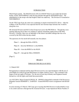 INTRODUCTION March Began Quietly. the 90Th Divisions Still Sat in SHAEF Reserve Just Inside the German Border Vicinity WINTERSP
