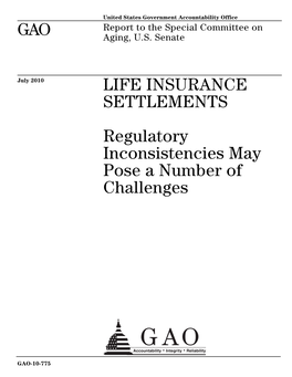 GAO-10-775 Life Insurance Settlements: Regulatory