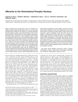 Afferents to the Ventrolateral Preoptic Nucleus