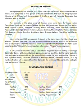 Barangay History Demographic Profile