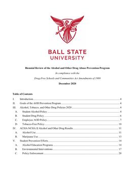 Biennial Review of the Alcohol and Other Drug Abuse Prevention Program in Compliance with the Drug-Free Schools and Communities Act Amendments of 1989 December 2020