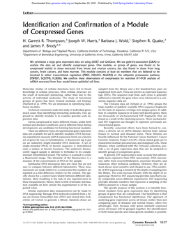 Identification and Confirmation of a Module of Coexpressed Genes