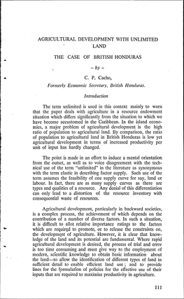 Agricultural Development with Unlimited Land. the Case of British