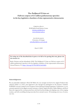 The Parlspeech V2 Data Set Full-Text Corpora of 6.3 Million Parliamentary Speeches in the Key Legislative Chambers of Nine Representative Democracies