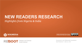 NEW READERS RESEARCH Highlights from Nigeria & India