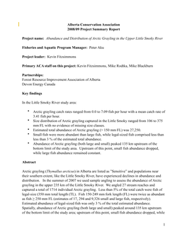 Abundance and Distribution of Arctic Grayling in the Upper Little Smoky River