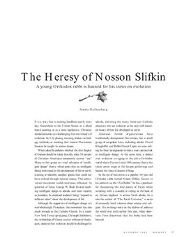 The Heresy of Nosson Slifkin a Young Orthodox Rabbi Is Banned for His Views on Evolution