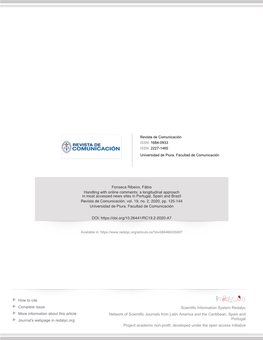 Handling with Online Comments: a Longitudinal Approach in Most Accessed News Sites in Portugal, Spain and Brazil Revista De Comunicación, Vol