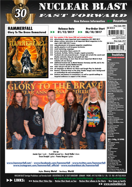 HAMMERFALL Release Date Pre-Order Start Glory to the Brave Remastered Uu 01/12/2017 Uu 06/10/2017