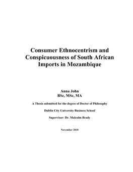 Consumer Ethnocentrism and Conspicuousness of South African Imports in Mozambique