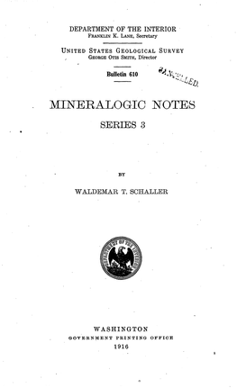 Mineralogic Notes Series 3