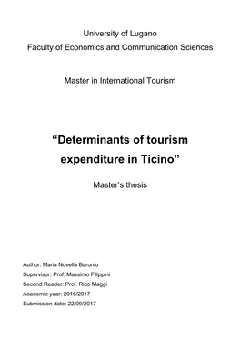 “Determinants of Tourism Expenditure in Ticino”