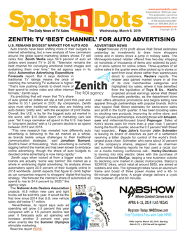 Zenith: Tv 'Best Channel' for Auto Advertising