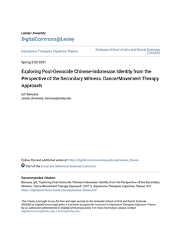 Exploring Post-Genocide Chinese-Indonesian Identity from the Perspective of the Secondary Witness: Dance/Movement Therapy Approach