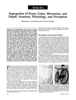 Segregation of Form, Color, Movement, and Depth: Anatomy, Physiology, and Perception