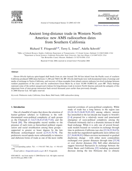 Ancient Long-Distance Trade in Western North America: New AMS Radiocarbon Dates from Southern California