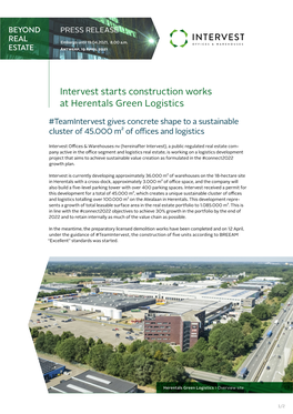 Intervest Starts Construction Works at Herentals Green Logistics