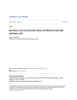 Legal Interpretation and Natural Law