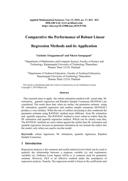 Comparative the Performance of Robust Linear Regression Methods 817