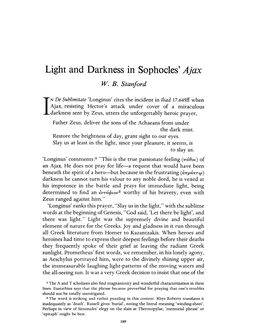 Light and Darkness in Sophocles' Ajax W