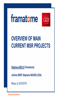 Overview of Main Current Msr Projects